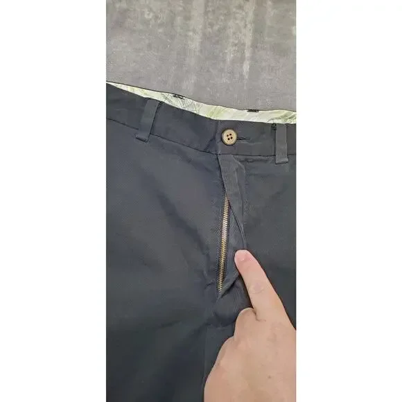 Tommy Bahama Shorts Mens Sz 35 Black Silk Cotton Flat Front Casual Summer C16 - Picture 4 of 11